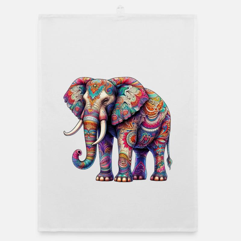 Elefant - Organic Geschirrtuch - Weiß