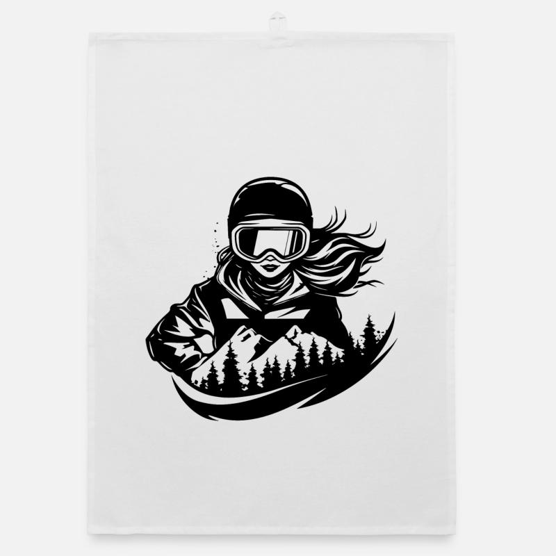 Dessin d’une snowboardeuse Torchon bio