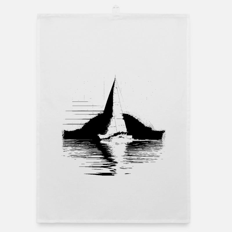 Segelschiff - Organic Geschirrtuch - Weiß
