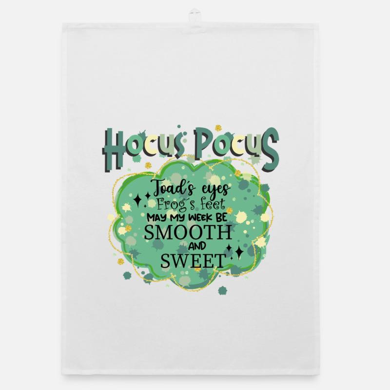 Hocus Pocus/Yeux de crapaud.... Sort pour Halloween - Torchon bio - blanc