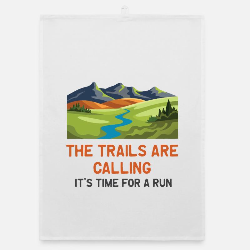079The Trails Are Calling - It's Time For a Run Organic dish towel