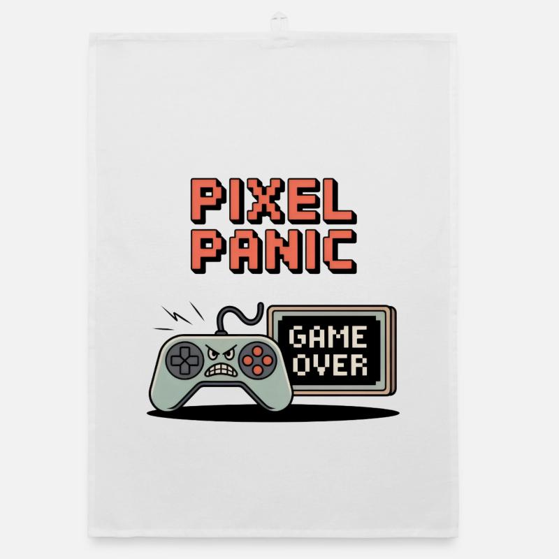 Pixel Panic – Game Over Rage Modus - Organic Geschirrtuch - Weiß