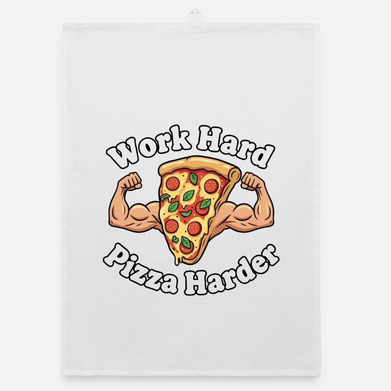 Travailler dur Pizza plus dur Torchon bio
