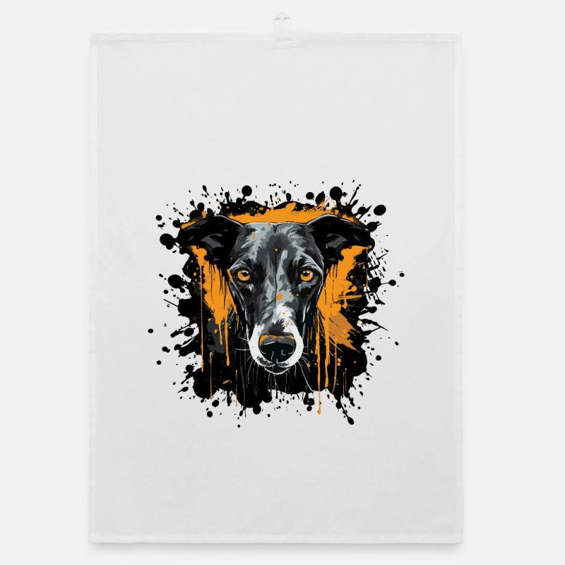 Art de portrait de chien en éclaboussure Torchon bio