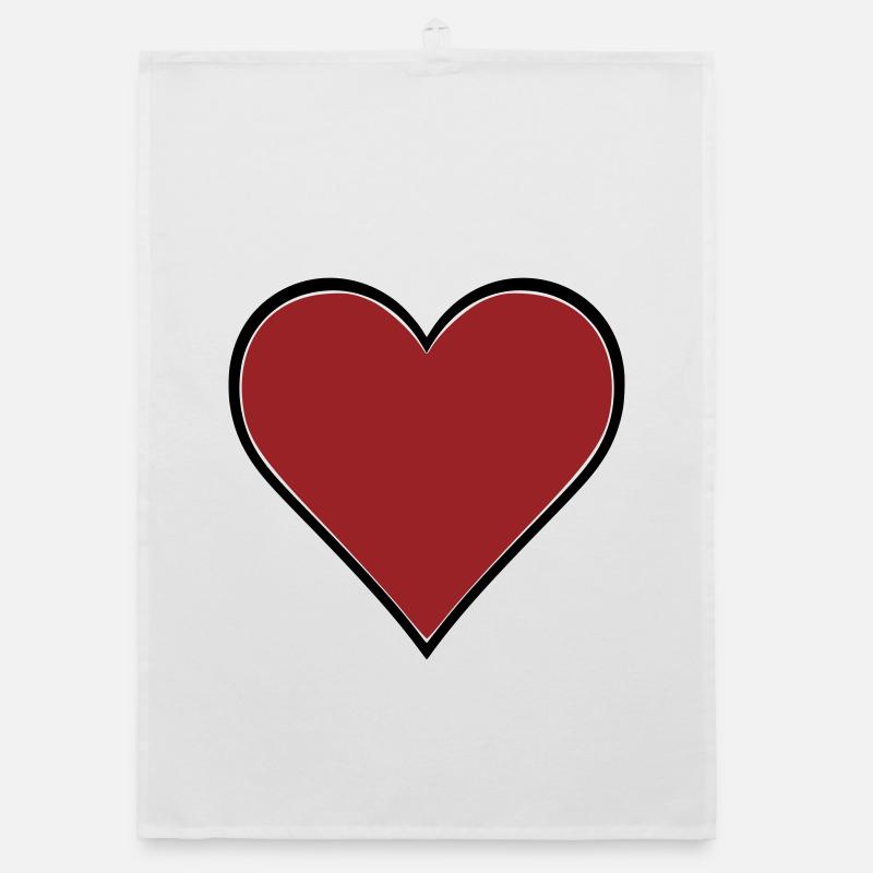Red Heart Comic Thick Contour Vector Organic dish towel
