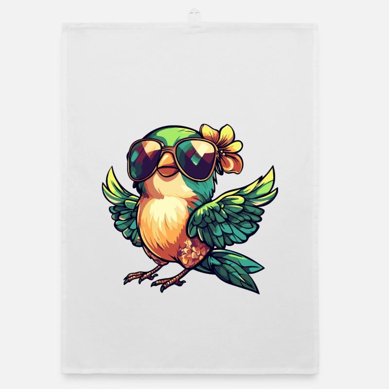 Kolibri Vogel Comic Urlaub Organic Geschirrtuch