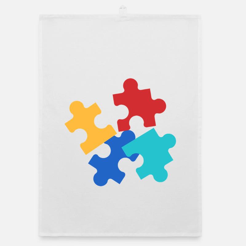 Bunte Puzzleteile Collage Organic Geschirrtuch