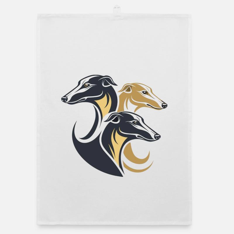 Triple Greyhounds Silhouette Organic dish towel