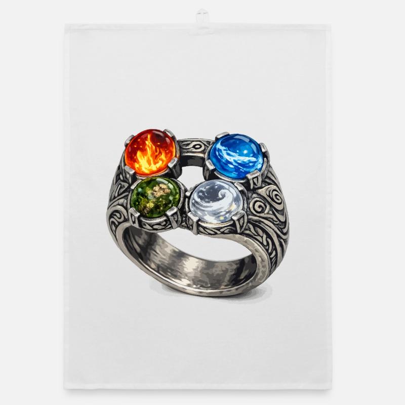 Four Elements Ring with Gemstones Organic dish towel