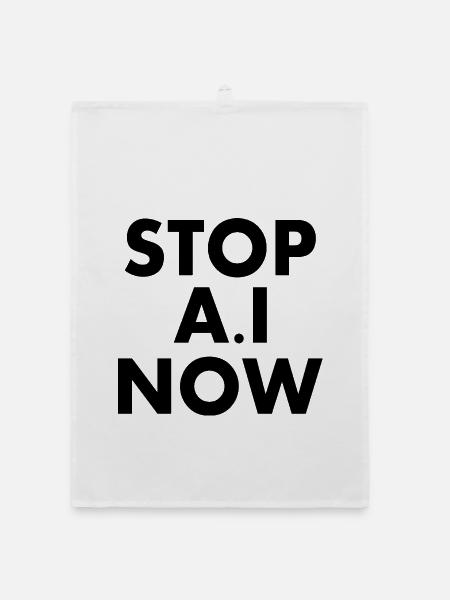 Stop ai now - Organic Geschirrtuch - Weiß - Vorne