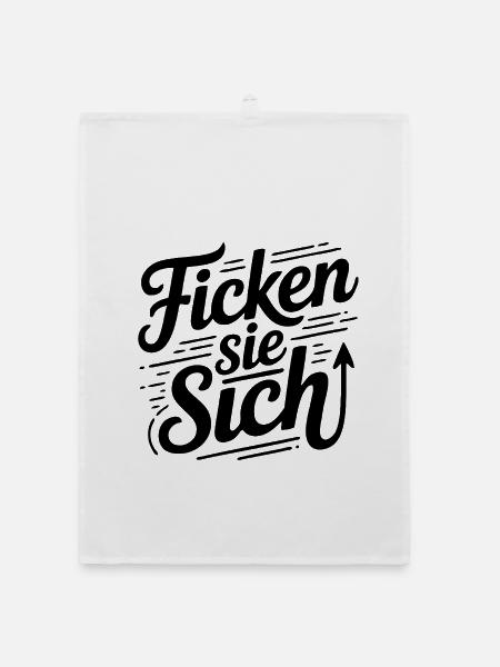 Fick dich Ficken sie sich Sprüche Mann Frau Fuck - Organic Geschirrtuch - Weiß - Vorne