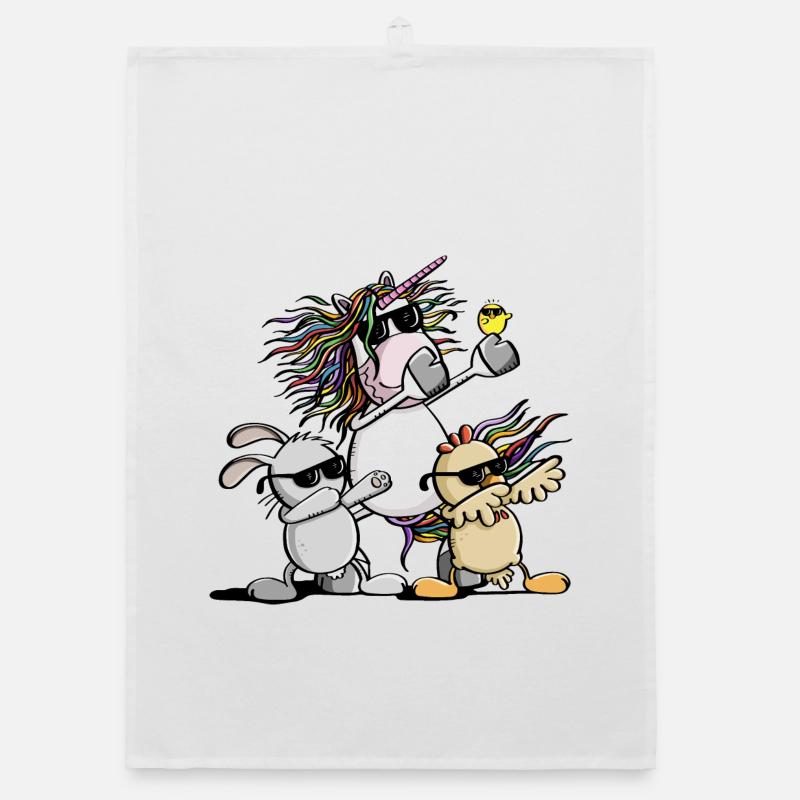 Dab Dance Easter Team - Unicorn - Chicken - Easter Bunny Organic dish towel