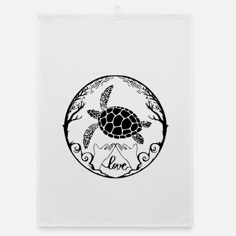 Sea turtle love Organic dish towel