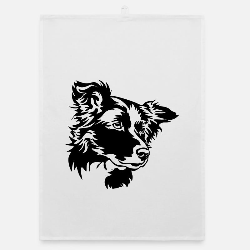Border Collie Head Organic dish towel