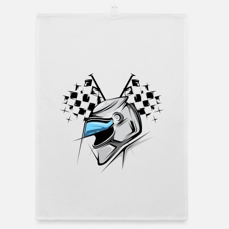 Formule damier drapeau casque illustration graphique de course Torchon bio
