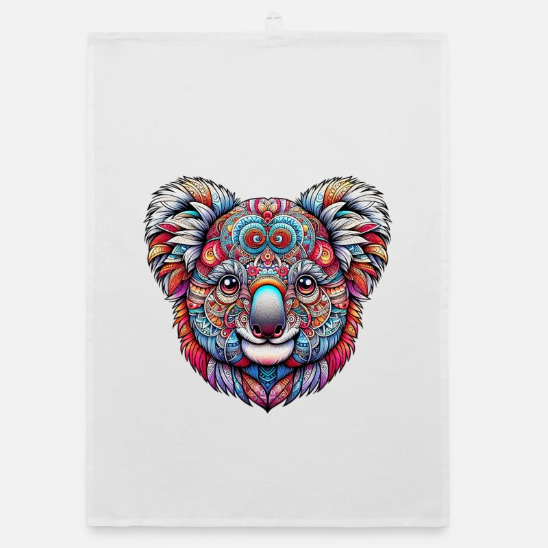 Koala decorated with Mandalas Organic dish towel