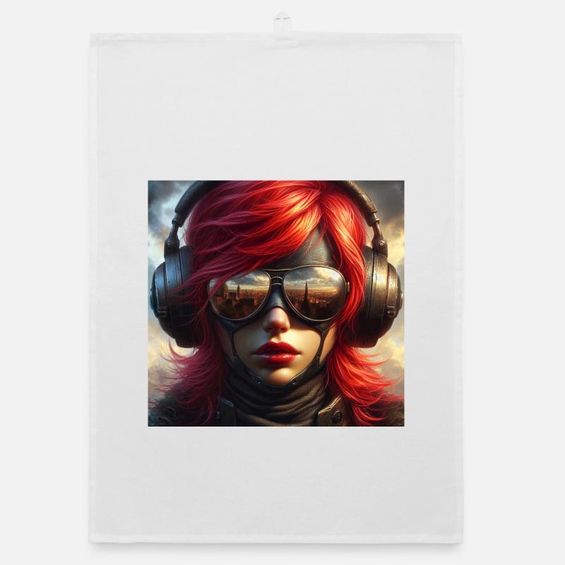 Red-haired aviator Organic dish towel
