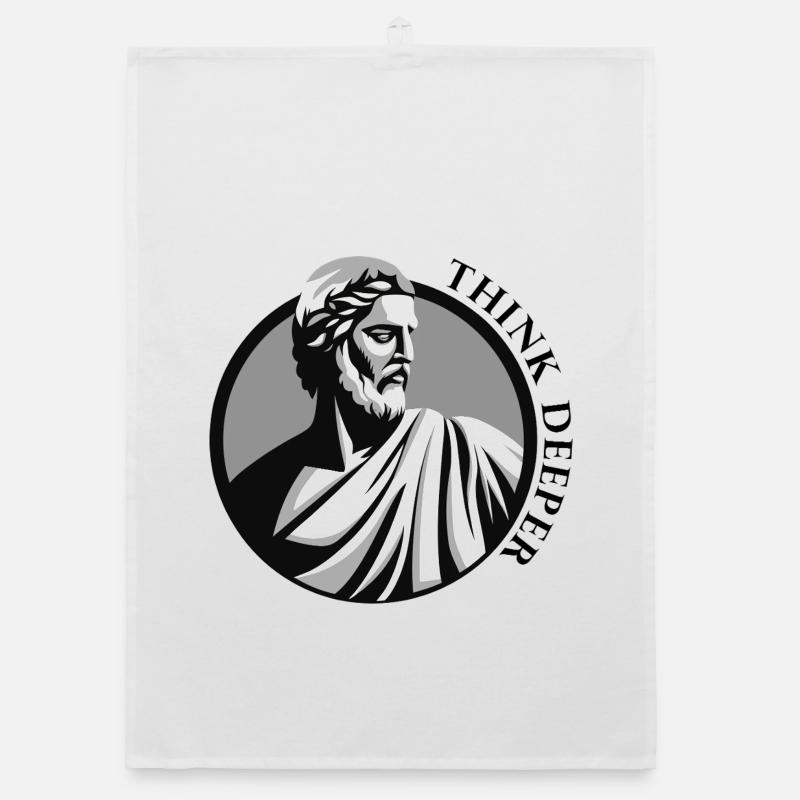 Classic Greek Philosopher | "Think Deeper" | Stoic Organic dish towel