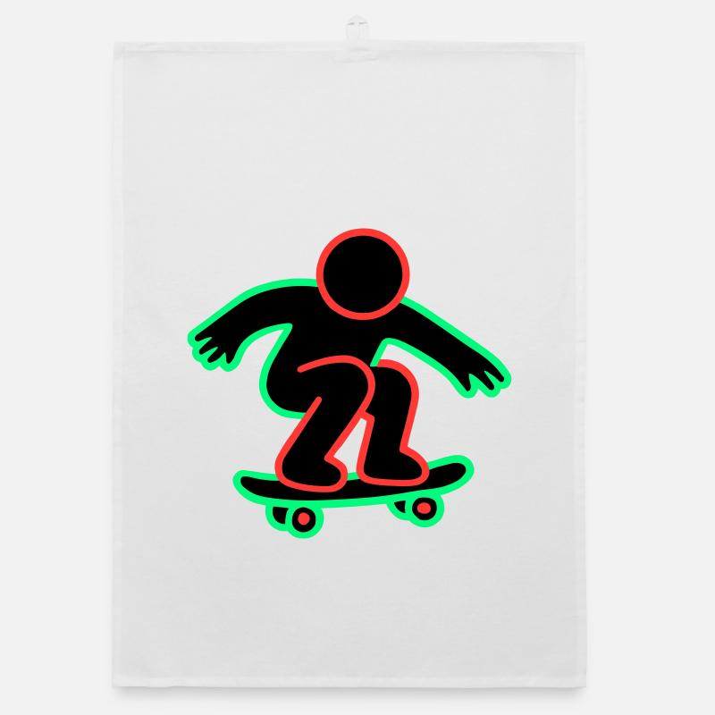 Neon Skateboarder Linienkunst Organic Geschirrtuch