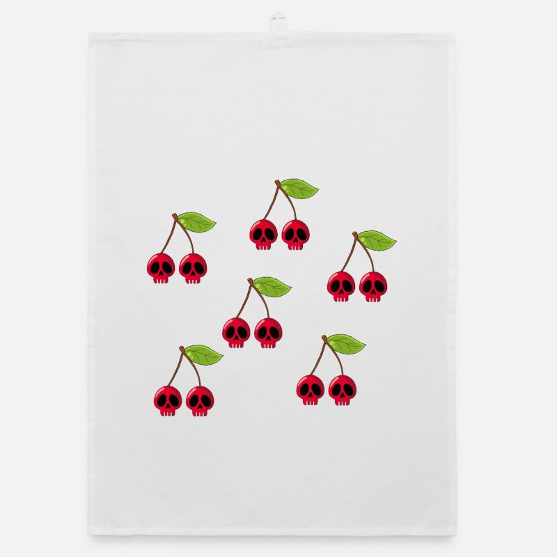 Cherry skulls Organic dish towel