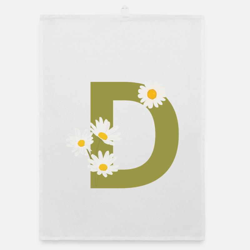 Buchstabe d Grüne Gänseblümchen Organic Geschirrtuch