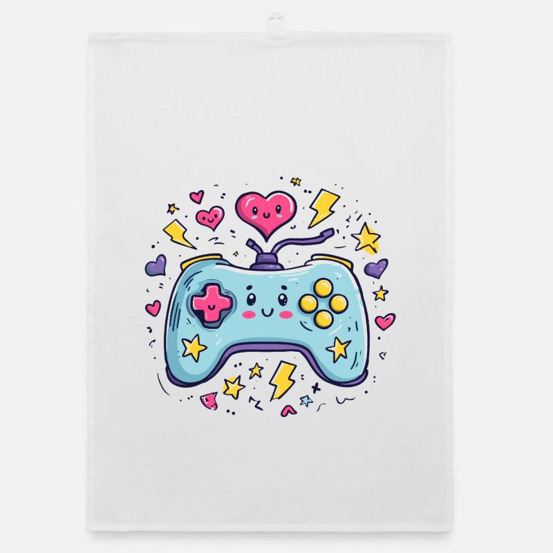Kawaii Controller Herzfreude Organic Geschirrtuch