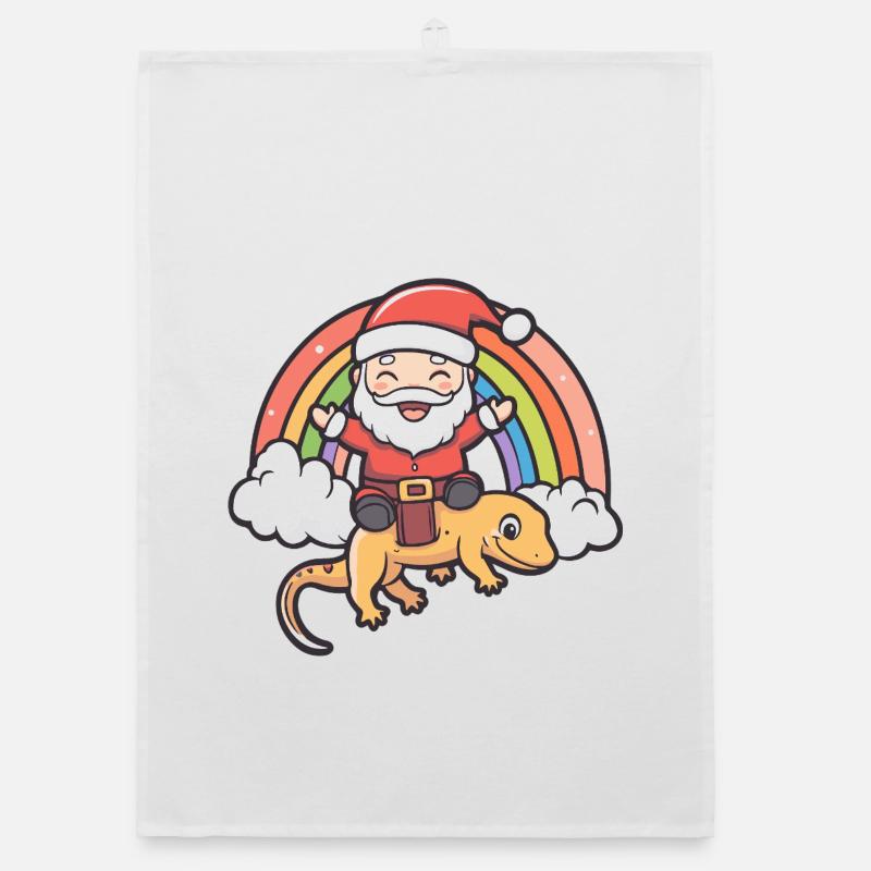Lizard Santa Claus Christmas Organic dish towel