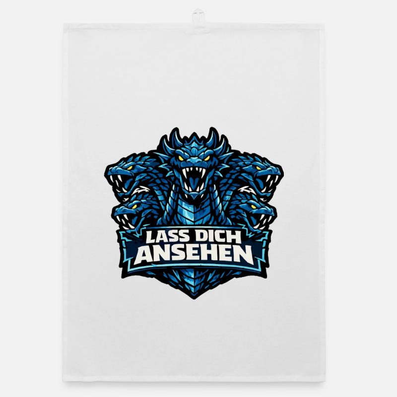 Sagengestalt Hydra mit Spruch: Lass dich ansehen Organic Geschirrtuch