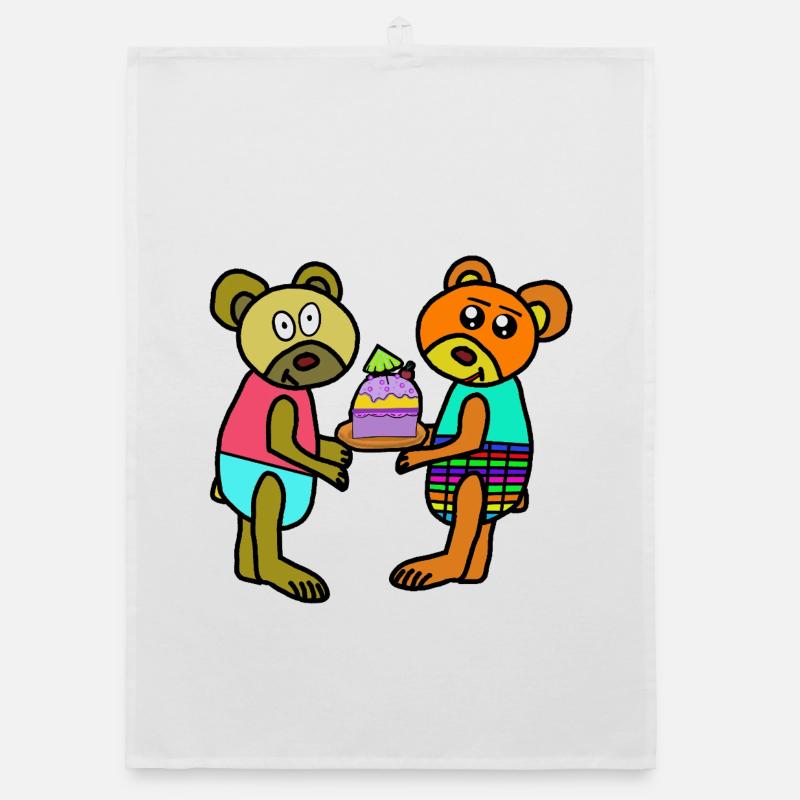 Teddy Valentin Muffin Kuchen Geburtstag Bär Organic Geschirrtuch