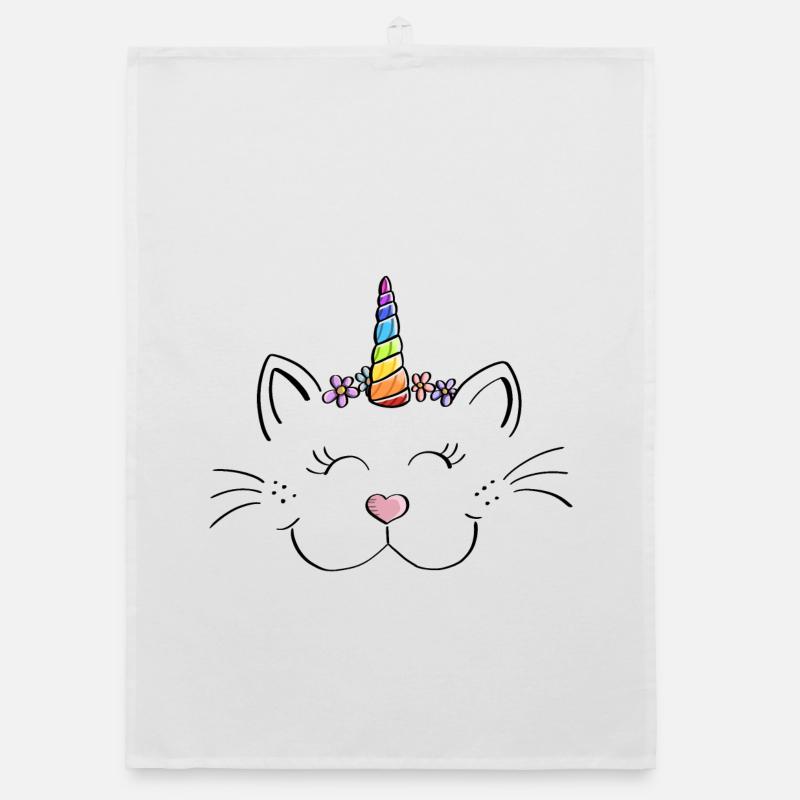 Caticorn - Katze Einhorn - Comic - Fun - Geschenk Organic Geschirrtuch