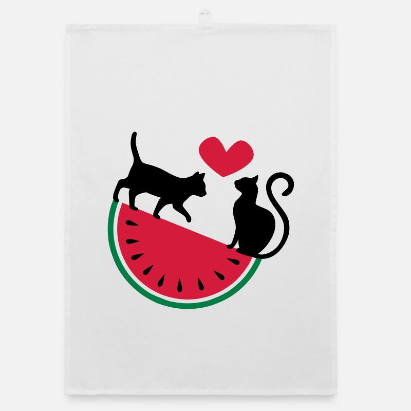Melon Cat Love - Organic Geschirrtuch - Weiß
