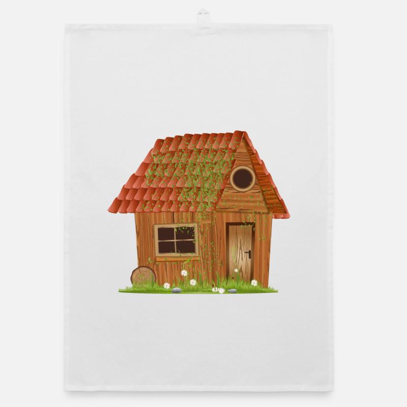 small windswept rustic hut Organic dish towel
