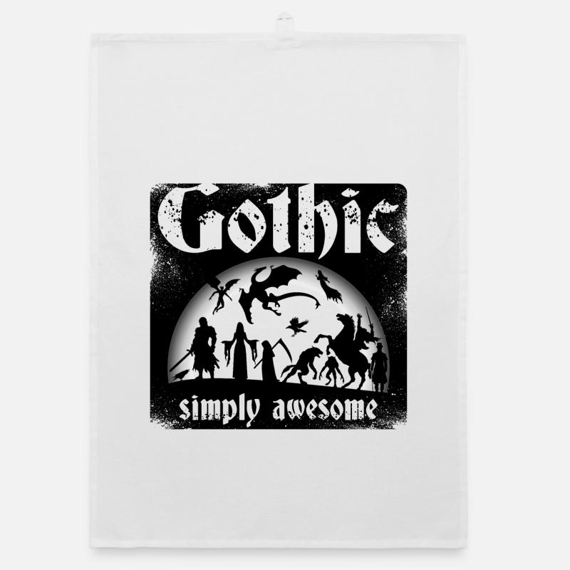 Gothic, spooky full moon creatures Organic dish towel