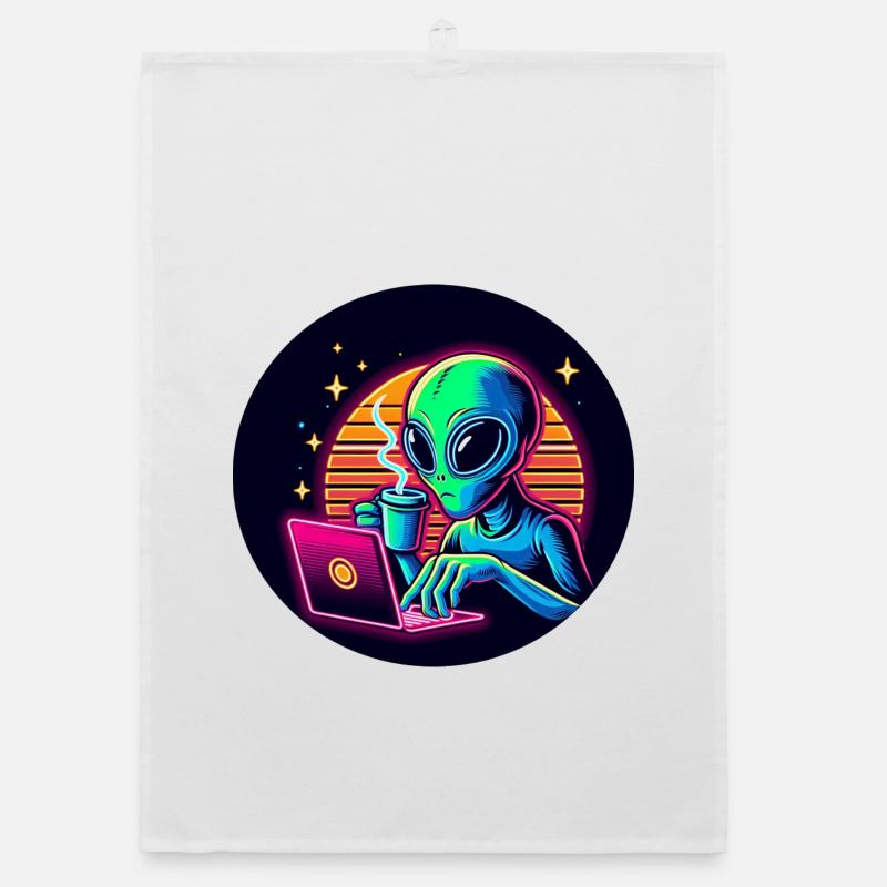 Alien at work Organic dish towel