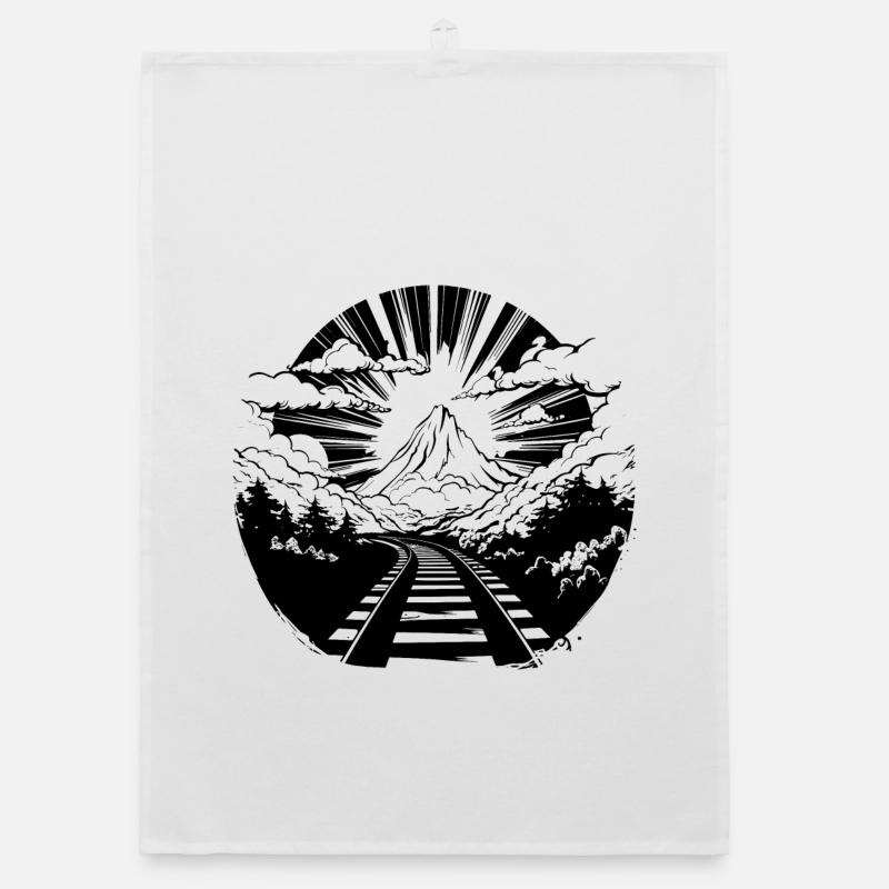 Eisenbahn - Organic Geschirrtuch - Weiß