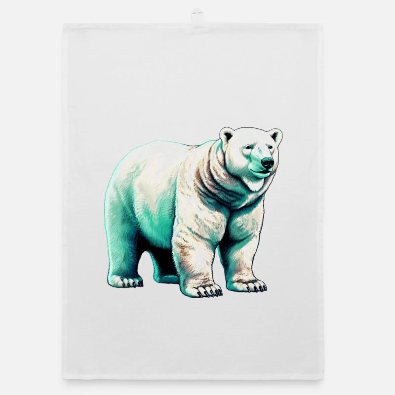 White polar bear Organic dish towel