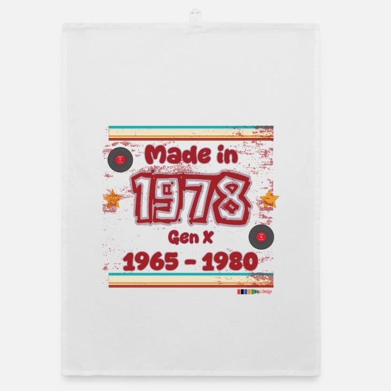 Retro-Design der 70er Generation - Organic Geschirrtuch - Weiß