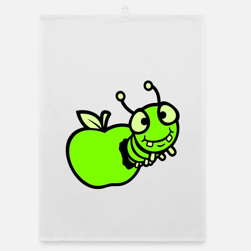 Chenille peeps trou de pomme bande dessinée drôle mignon mignon mignon Torchon bio