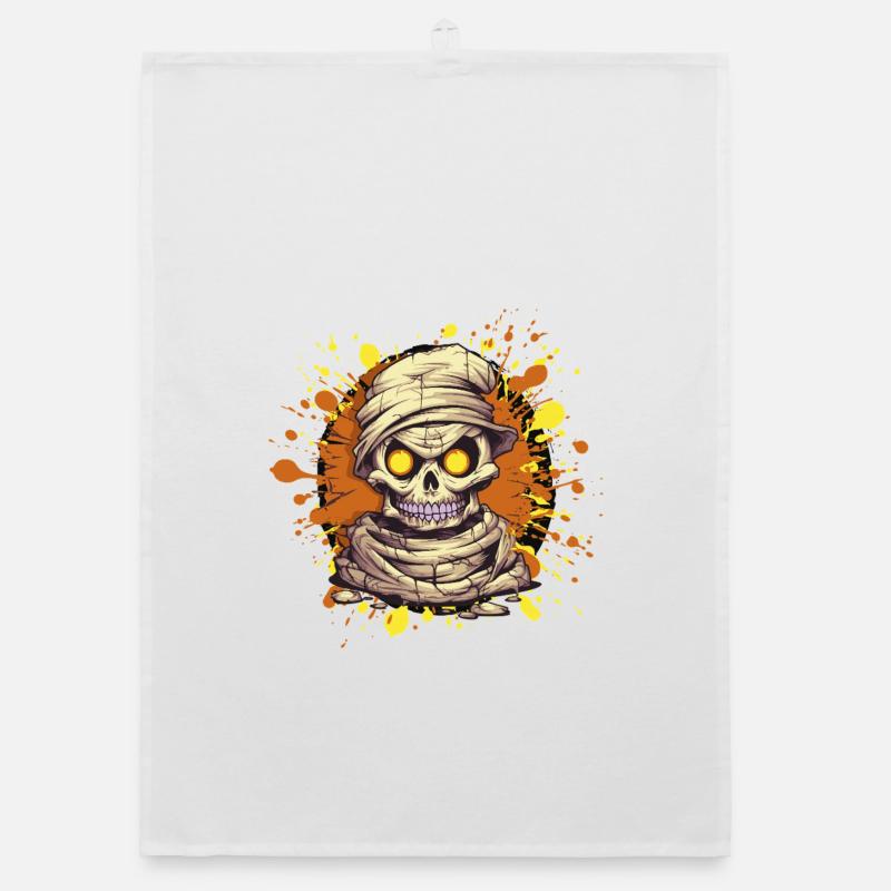 Mummies Skull Paint Splash Organic dish towel