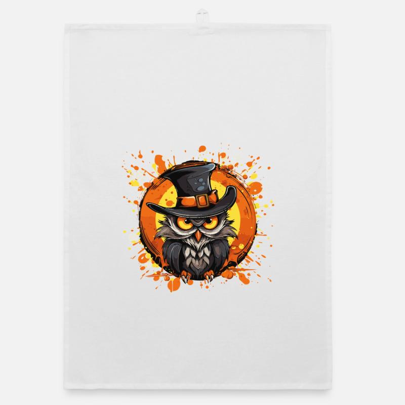 Chapeau de hibou Halloween éclaboussures Torchon bio