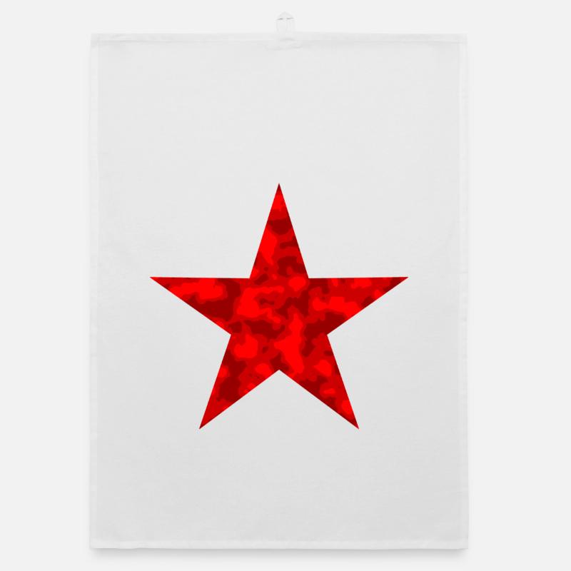 Star Red - With Camouflage Pattern Organic dish towel