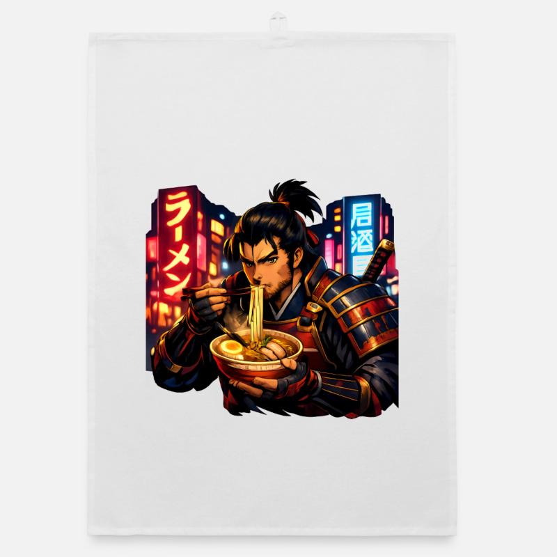 Neon Cyber Samurai Ramen Organic Geschirrtuch