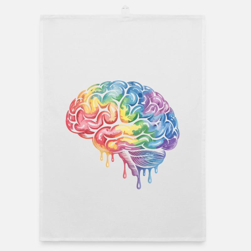 Rainbow Brain Gradient Print Design Organic dish towel