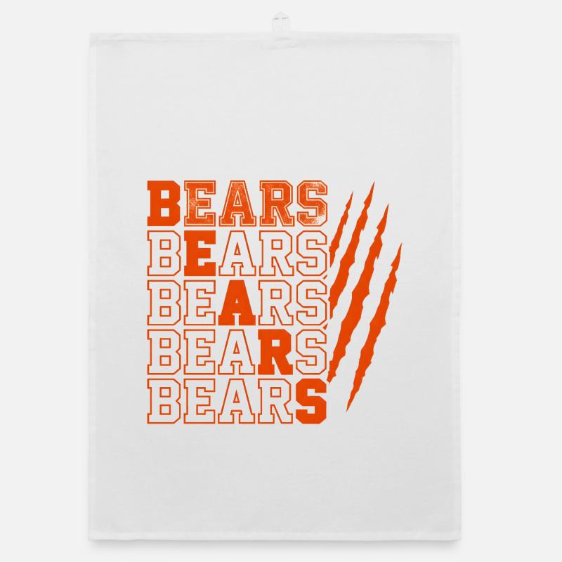 Bears Text with Distressed Claw Marks - Organic dish towel - white