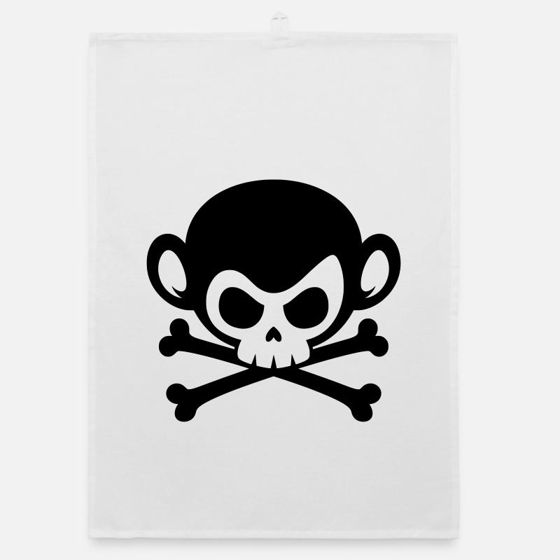 Skull monkey with crossed bones Organic dish towel