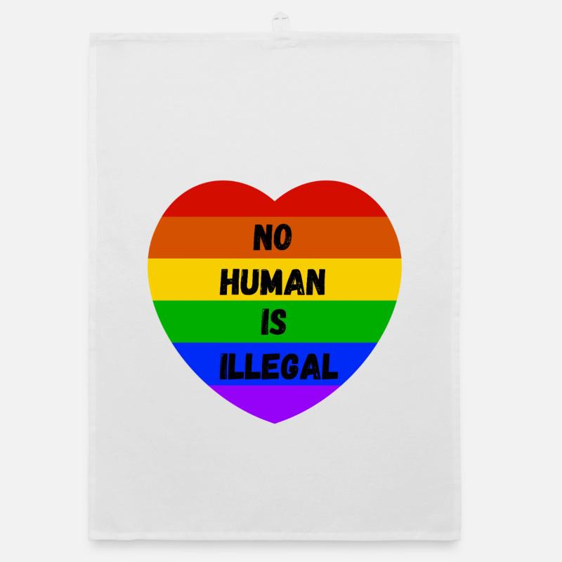  No Human Is Illegal - Organic Geschirrtuch - Weiß