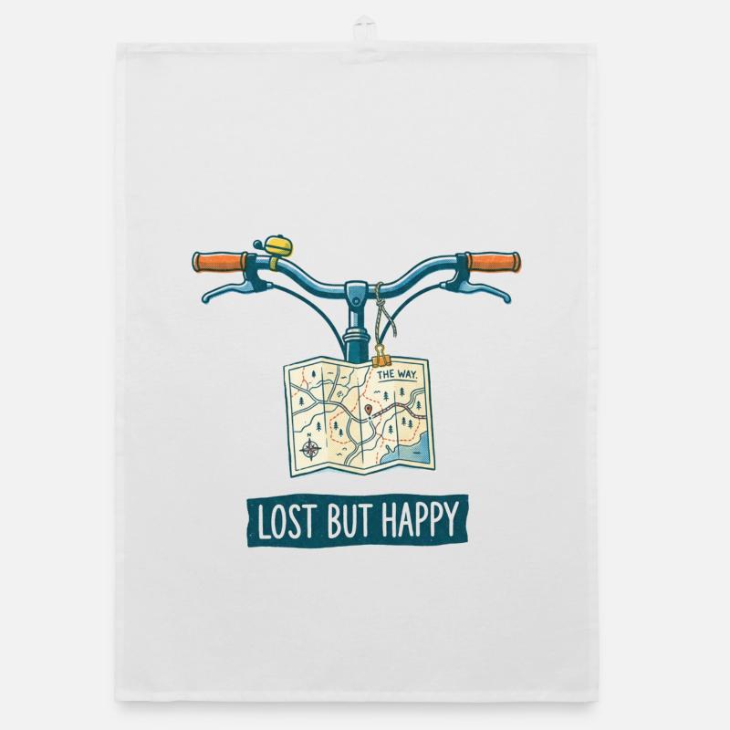 Art de vélo Risograph perdu mais heureux Torchon bio