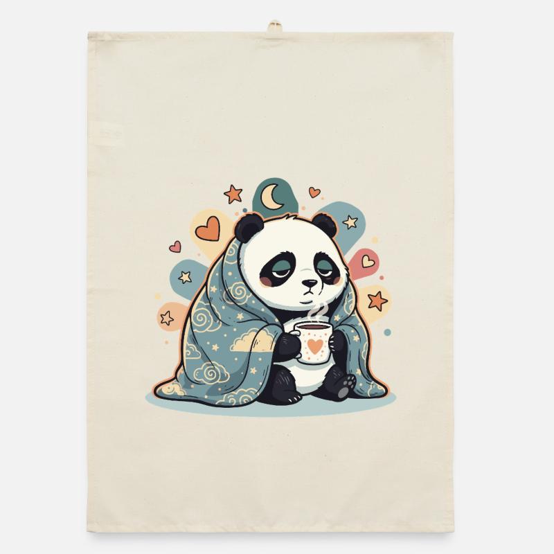Cuddly panda under cloud cover Organic dish towel