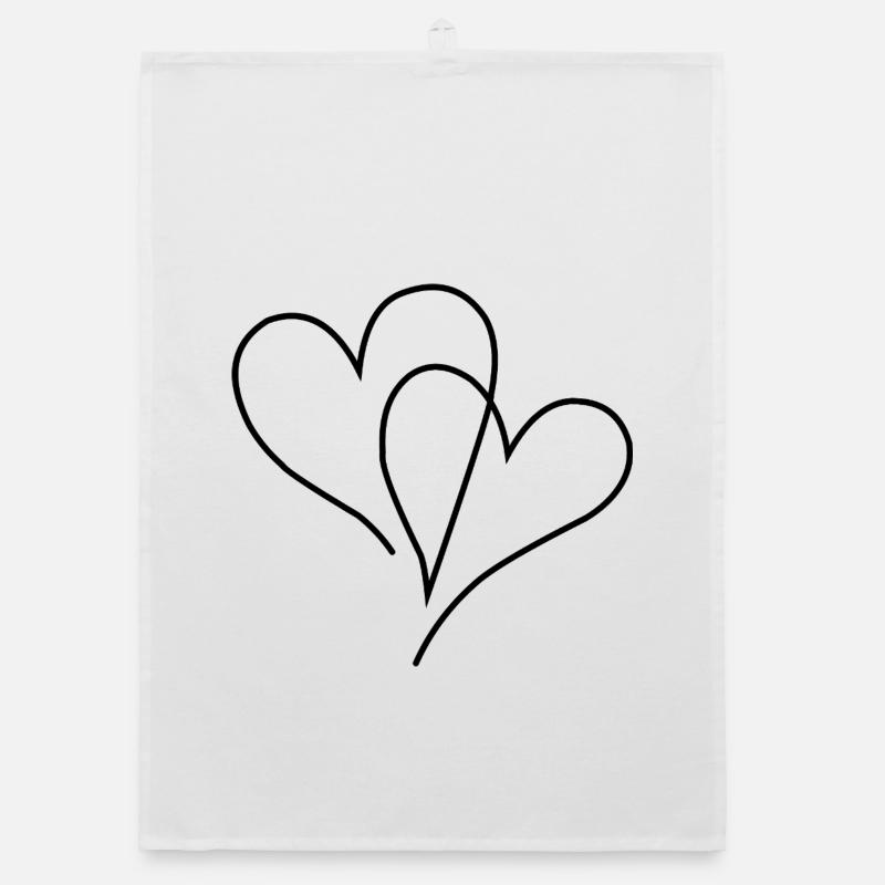Two Hearts in Minimalist Line Art Organic dish towel