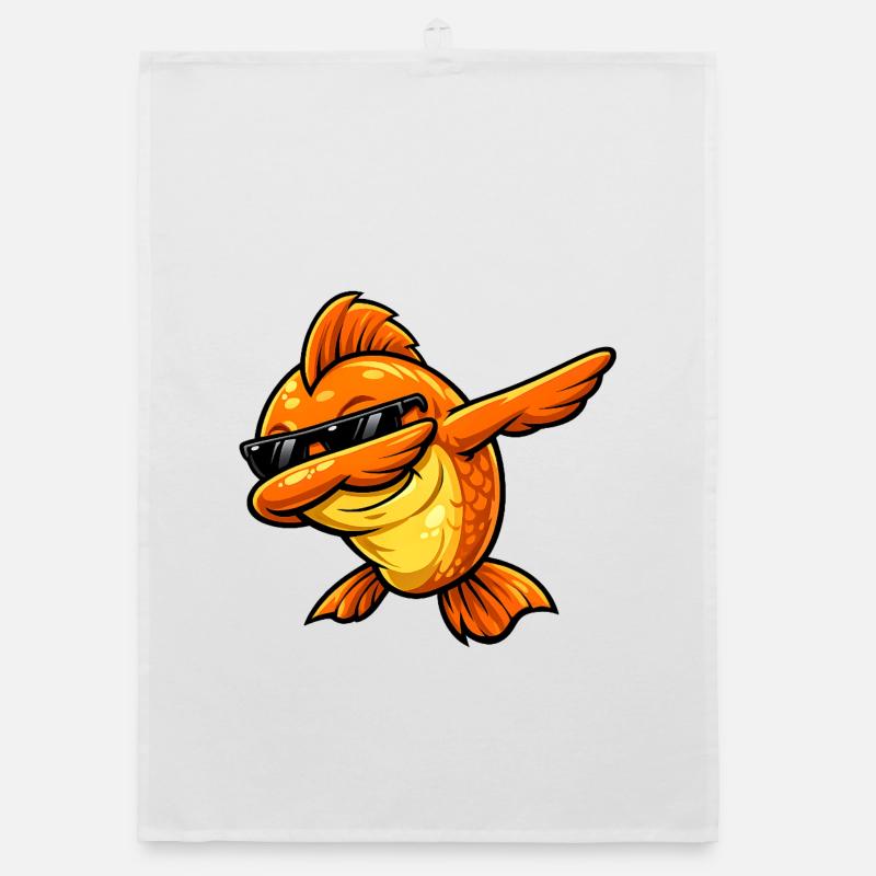 Dabbing Goldfisch Organic Geschirrtuch